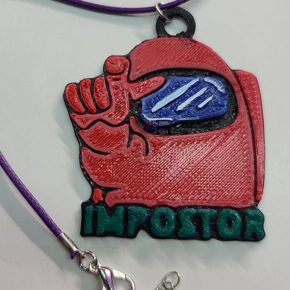 Among us toy necklace,  red among us IMPOSTER - Picture 2 of 4